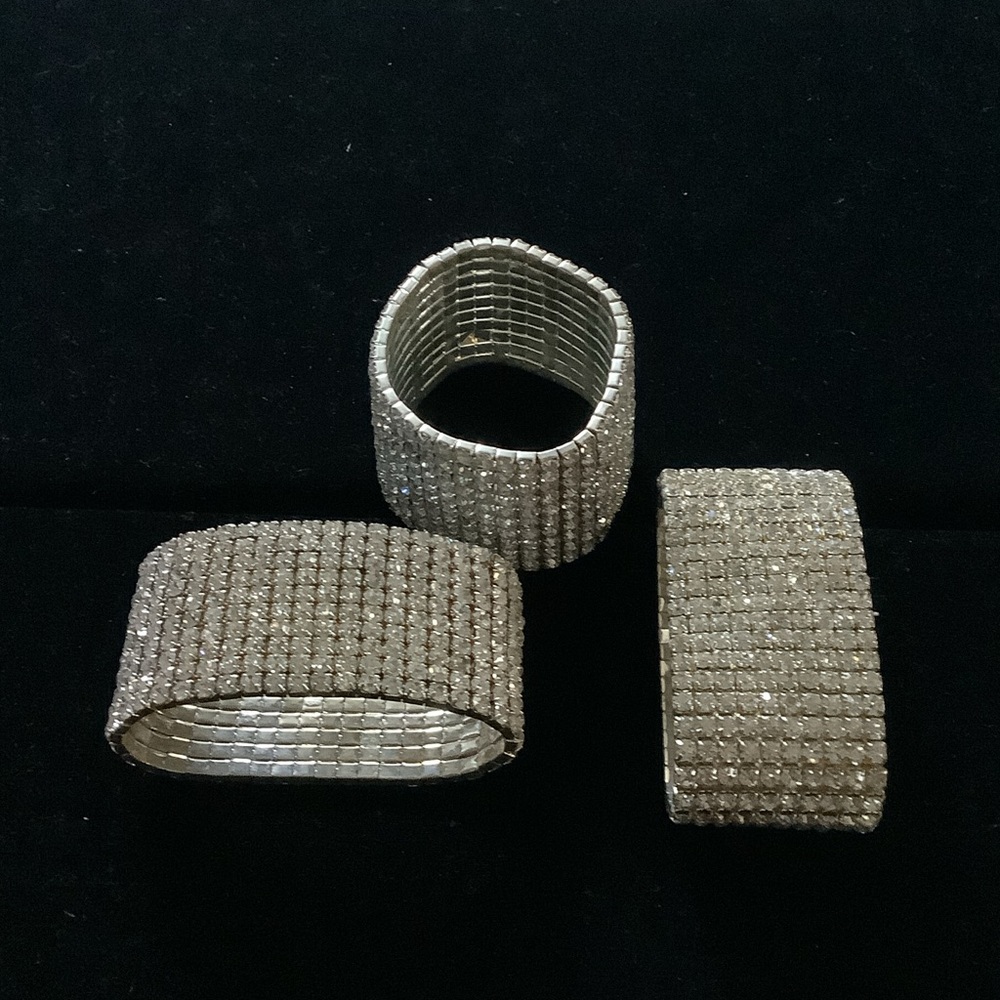 Sparkling Silver Rhinestone Bracelets. Stretch 10 Rows of stones